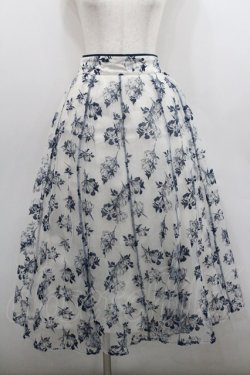 画像1: axes femme / フロッキーチュールスカート  ネイビーＸアイボリー I-26-01-29-098-AX-SK-SA-ZI