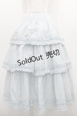 画像1: PINK HOUSE / ギンガムチェック3段フリルスカート  サックスＸ白 I-26-01-29-099-LO-SK-SA-ZI