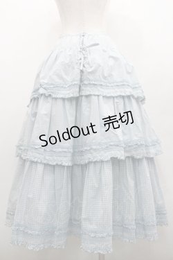 画像2: PINK HOUSE / ギンガムチェック3段フリルスカート  サックスＸ白 I-26-01-29-099-LO-SK-SA-ZI