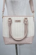 axes femme / 合皮×雑材バイカラーバッグ  ピンクＸアイボリー I-26-01-29-100-AX-BG-SA-ZI