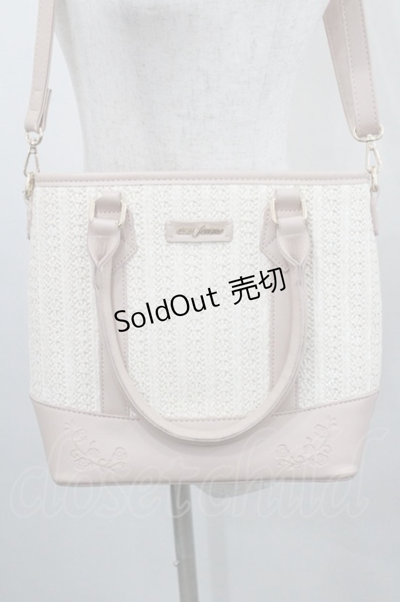 画像1: axes femme / 合皮×雑材バイカラーバッグ  ピンクＸアイボリー I-26-01-29-100-AX-BG-SA-ZT0402I (1)