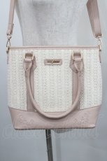 画像1: axes femme / 合皮×雑材バイカラーバッグ  ピンクＸアイボリー I-26-01-29-100-AX-BG-SA-ZT0402I (1)
