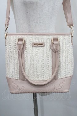 画像1: axes femme / 合皮×雑材バイカラーバッグ  ピンクＸアイボリー I-26-01-29-100-AX-BG-SA-ZI