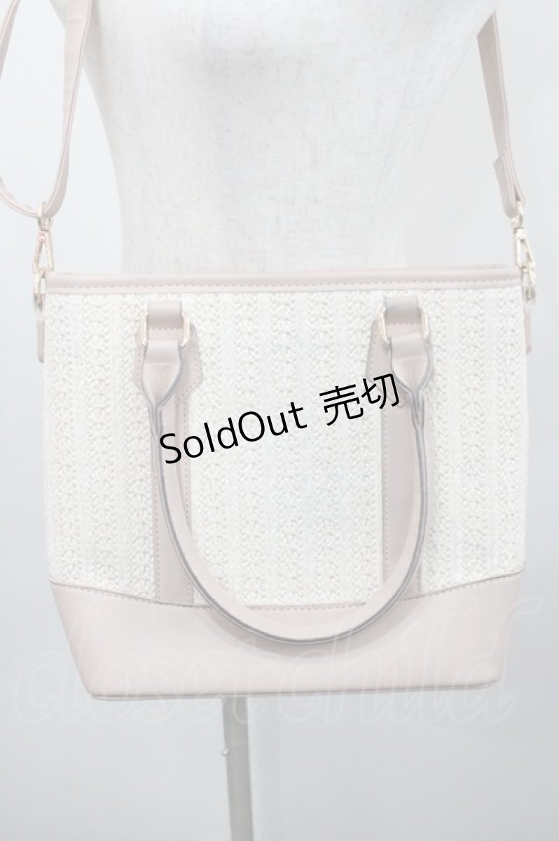 画像2: axes femme / 合皮×雑材バイカラーバッグ  ピンクＸアイボリー I-26-01-29-100-AX-BG-SA-ZT0402I (2)