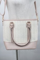 画像2: axes femme / 合皮×雑材バイカラーバッグ  ピンクＸアイボリー I-26-01-29-100-AX-BG-SA-ZT0402I (2)