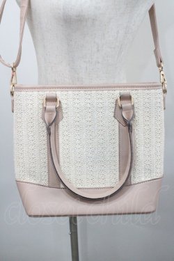画像2: axes femme / 合皮×雑材バイカラーバッグ  ピンクＸアイボリー I-26-01-29-100-AX-BG-SA-ZI