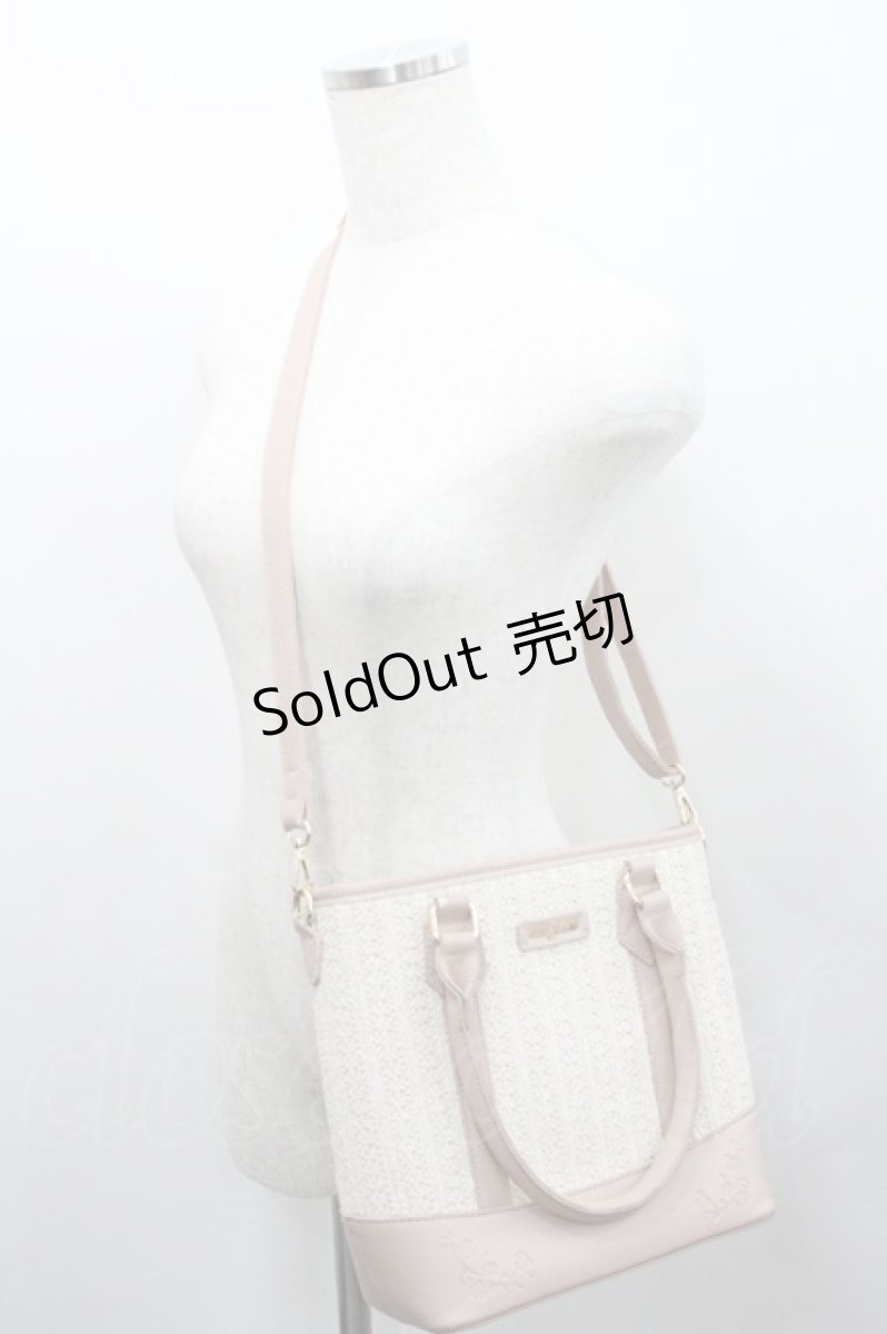 画像3: axes femme / 合皮×雑材バイカラーバッグ  ピンクＸアイボリー I-26-01-29-100-AX-BG-SA-ZT0402I (3)