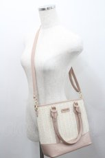 画像3: axes femme / 合皮×雑材バイカラーバッグ  ピンクＸアイボリー I-26-01-29-100-AX-BG-SA-ZT0402I (3)