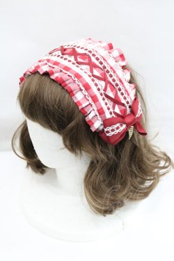 画像1: metamorphose / ヘッドドレス風カチューシャ(ギンガム)  赤×白 I-26-01-29-103-ME-AC-TE-ZI