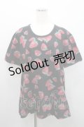yaponskii / 苺総柄Tシャツ  黒 I-26-01-29-012-PU-TS-TE-ZI