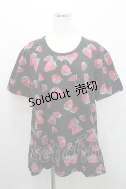 画像1: yaponskii / 苺総柄Tシャツ  黒 I-26-01-29-012-PU-TS-TE-ZI