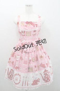 画像1: Angelic Pretty / French Cafe切替ジャンパースカート(2011)  ピンク I-26-01-29-022-AP-OP-SA-ZI