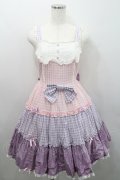 Angelic Pretty / カラフルギンガムジャンパースカート  ピンク×ラベンダー I-26-01-29-026-AP-OP-TE-ZI