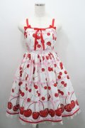 Angelic Pretty / Charming Cherryジャンパースカート  白Ｘピンク I-26-01-29-027-AP-OP-SA-ZI