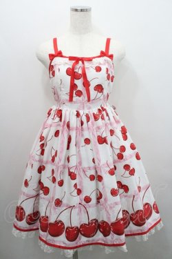 画像1: Angelic Pretty / Charming Cherryジャンパースカート  白Ｘピンク I-26-01-29-027-AP-OP-SA-ZI