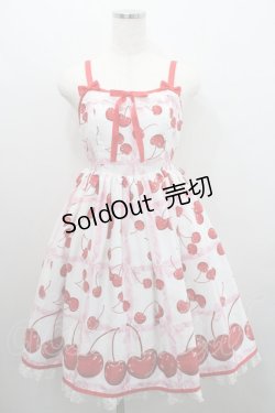 画像1: Angelic Pretty / Charming Cherryジャンパースカート  白Ｘピンク I-26-01-29-027-AP-OP-SA-ZI
