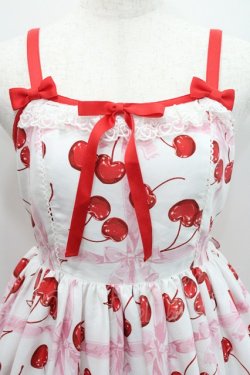 画像3: Angelic Pretty / Charming Cherryジャンパースカート  白Ｘピンク I-26-01-29-027-AP-OP-SA-ZI
