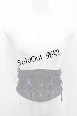 画像1: MR corset / サイド編み上げコルセット  黒Ｘ紺 I-26-01-31-001-PU-ZA-SA-ZI