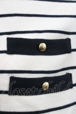 画像3: INGEBORG / ストライプ半袖カーディガン  アイボリー×ブラック I-26-01-31-024-LO-TO-SA-ZI