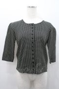 INGEBORG / 水玉五分袖カットソーカーディガン  ブラック I-26-01-31-026-LO-TO-SA-ZI