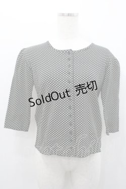画像1: INGEBORG / 水玉五分袖カットソーカーディガン  ブラック I-26-01-31-026-LO-TO-SA-ZI