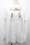 axes femme / メロディ刺繍ケープ袖ブラウス M 白 I-26-01-31-004-AX-BL-SA-ZI