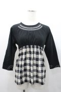 PINK HOUSE / チェリー柄切替トップス L ブラック I-26-01-31-028-LO-TO-SA-ZI