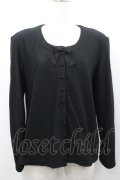 INGEBORG / 胸元リボン付きカーディガン  ブラック I-26-01-31-032-LO-TO-SA-ZI