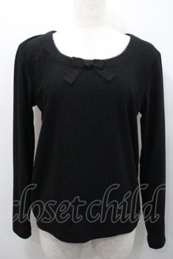 画像1: INGEBORG / 胸元リボン長袖トップス  ブラック I-26-01-31-034-LO-TO-SA-ZI