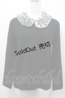 画像1: INGEBORG / レオパードファー襟付きカーディガン L ブラック I-26-01-31-039-LO-TO-SA-ZI