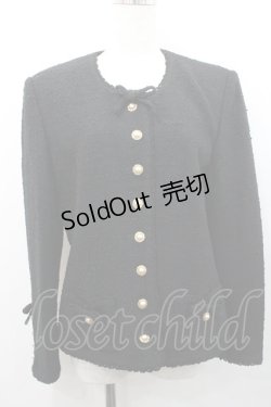 画像1: INGEBORG / ツイード調金ボタンジャケット M ブラック I-26-01-31-041-LO-JA-SA-ZI