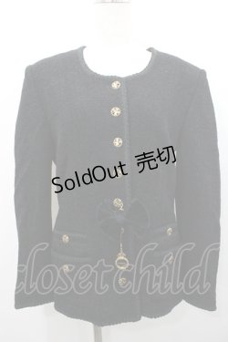 画像1: INGEBORG / クローバーボタンジャケット M 黒Ｘゴールド I-26-01-31-043-LO-JA-SA-ZI