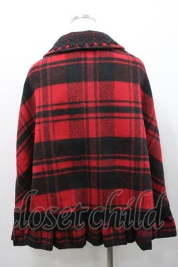 画像2: Ank Rouge / レース使いチェック柄ケープ  赤Ｘ黒チェック I-26-01-31-046-CA-CO-SA-ZI