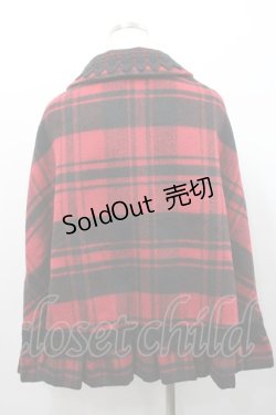 画像2: Ank Rouge / レース使いチェック柄ケープ  赤Ｘ黒チェック I-26-01-31-046-CA-CO-SA-ZI