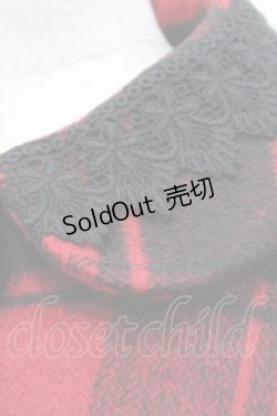 画像3: Ank Rouge / レース使いチェック柄ケープ  赤Ｘ黒チェック I-26-01-31-046-CA-CO-SA-ZI