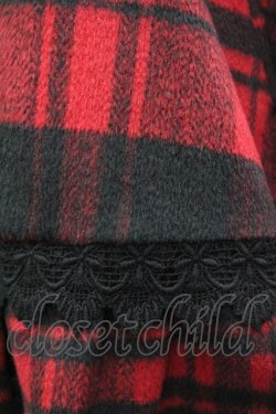 画像4: Ank Rouge / レース使いチェック柄ケープ  赤Ｘ黒チェック I-26-01-31-046-CA-CO-SA-ZI