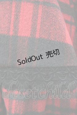 画像4: Ank Rouge / レース使いチェック柄ケープ  赤Ｘ黒チェック I-26-01-31-046-CA-CO-SA-ZI