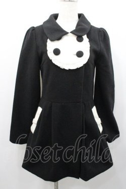 画像1: Ank Rouge / ヨーク襟風コート  黒Ｘ白 I-26-01-31-049-CA-CO-SA-ZI