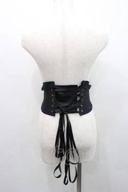 画像2: MR corset / サイド編み上げコルセット  黒Ｘ紺 I-26-01-31-001-PU-ZA-SA-ZI