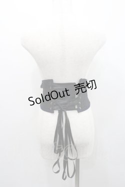 画像2: MR corset / サイド編み上げコルセット  黒Ｘ紺 I-26-01-31-001-PU-ZA-SA-ZI