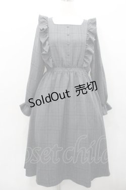 画像1: m petit by misako / チェック長袖ワンピース M グレーチェック I-26-01-31-054-LO-OP-SA-ZI