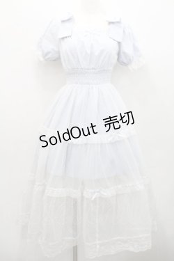 画像1: Honey Cinnamon / チュール重ねロングジャンパースカート  サックスＸ白 I-26-01-31-055-LO-OP-SA-ZI