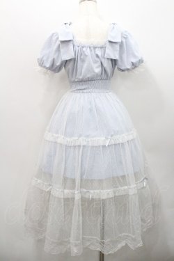 画像2: Honey Cinnamon / チュール重ねロングジャンパースカート  サックスＸ白 I-26-01-31-055-LO-OP-SA-ZI