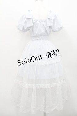 画像2: Honey Cinnamon / チュール重ねロングジャンパースカート  サックスＸ白 I-26-01-31-055-LO-OP-SA-ZI