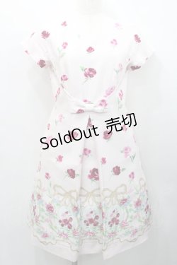 画像1: JESUS DIAMANTE / フレンチドールワンピ  オーナメントリボン柄オフ白 I-26-01-31-058-JE-OP-SA-ZI