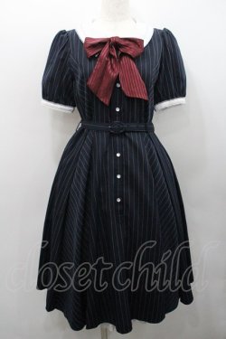 画像1: Secret Honey / ストライプロングシャツワンピース  ネイビーＸボルドー I-26-01-31-063-CA-OP-SA-ZI