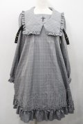 Amavel / Rosary Frill Aラインワンピース  黒チェック I-26-01-31-064-CA-OP-SA-ZI