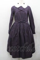 画像1: Melody BasKet / ダブルリボンレジメンタルストライプワンピース  ネイビー I-26-01-31-066-LO-OP-SA-ZT473 (1)