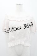 LIZ LISA / フラワーモチーフ付き半袖パフスリーブニットトップス  ピンク I-26-01-31-008-LO-TO-SA-ZI