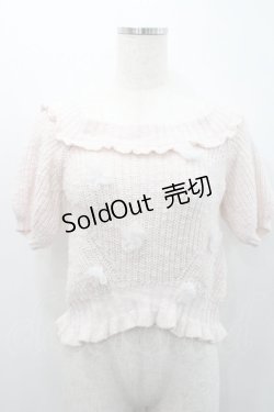 画像1: LIZ LISA / フラワーモチーフ付き半袖パフスリーブニットトップス  ピンク I-26-01-31-008-LO-TO-SA-ZI